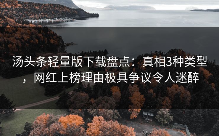汤头条轻量版下载盘点：真相3种类型，网红上榜理由极具争议令人迷醉